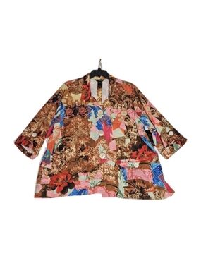 Ali Miles Women's Plus Size 2X Wearable Art to Wear Artsy Blouse Shirt Top 45